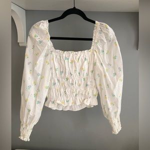 For Love and Lemons smocked crop top